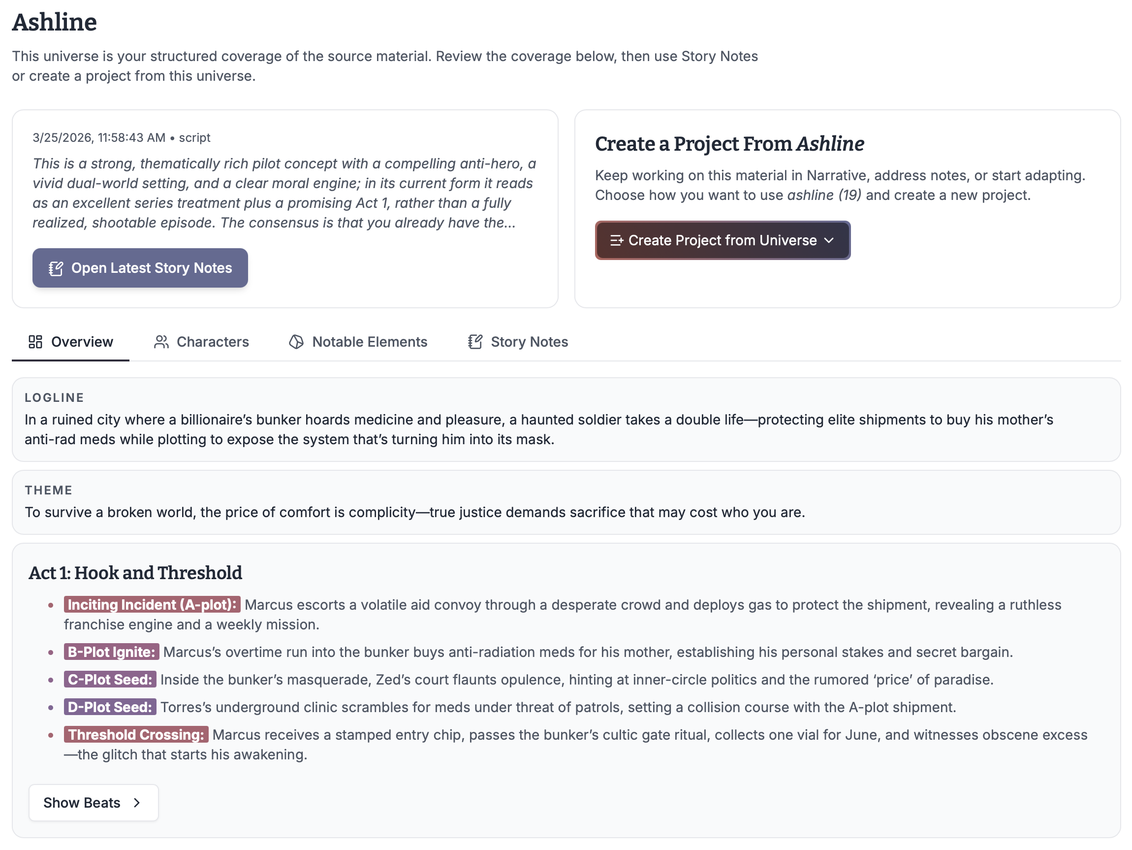 Uploading source material into Narrative